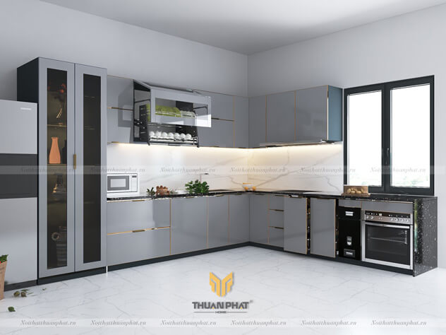 Không gian bếp sáng bóng , hiện đại nhà Chị Thu